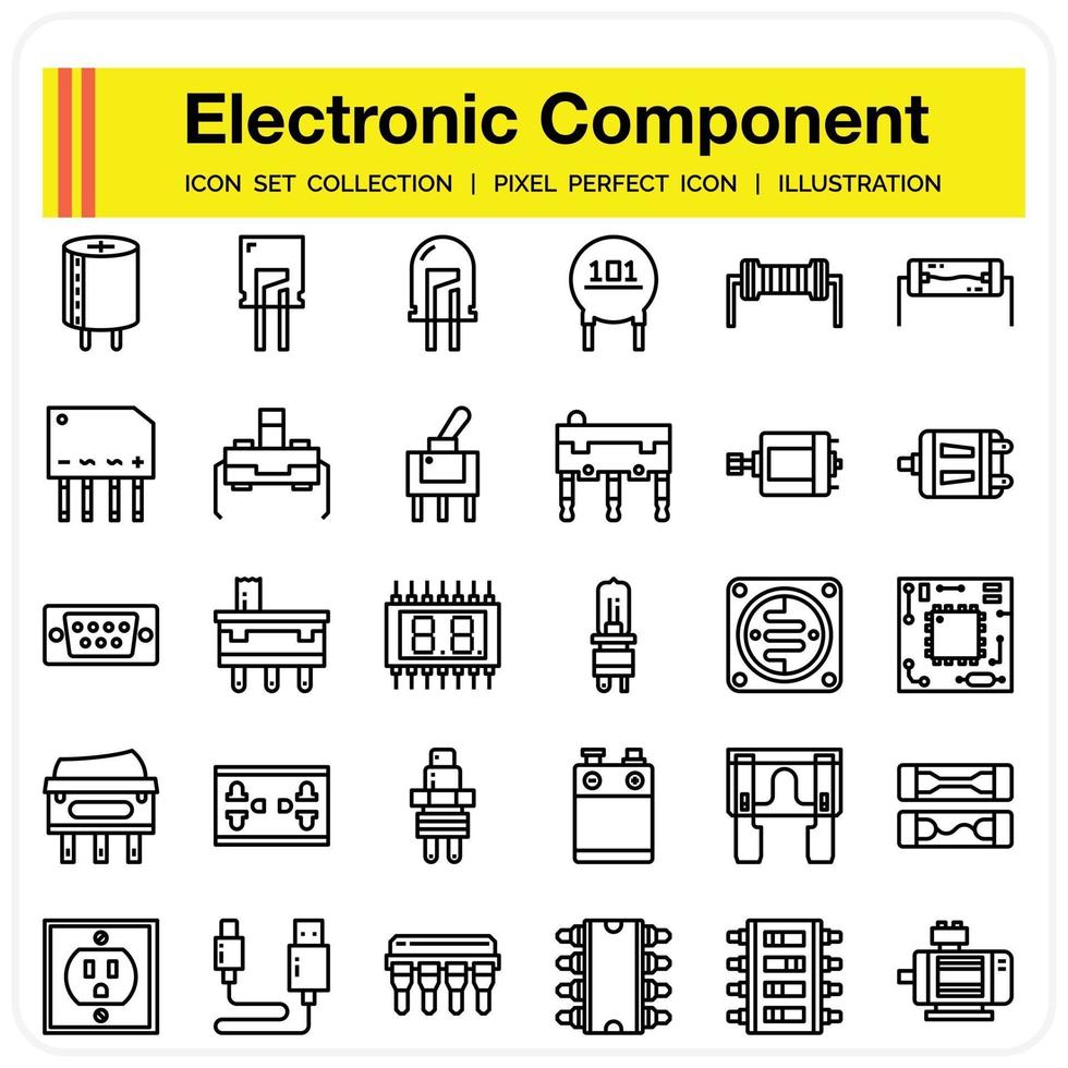 conjunto de iconos de componentes electrónicos vector