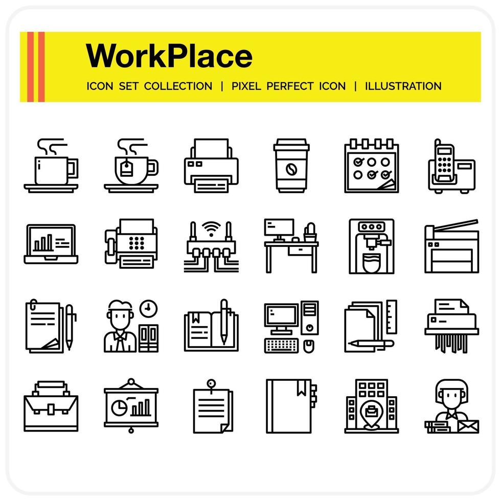 Workplace icon set vector