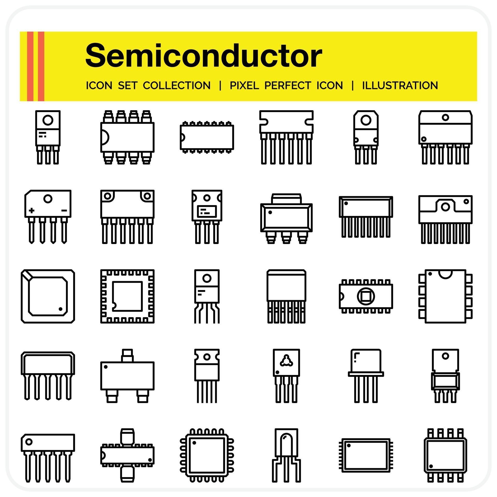 Semiconductor icon set 2181826 Vector Art at Vecteezy
