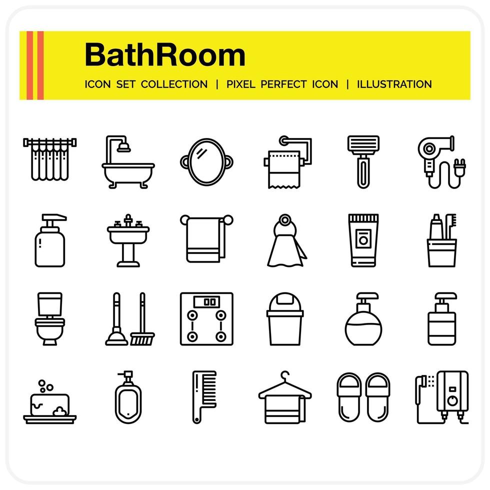 Bathroom icon set vector