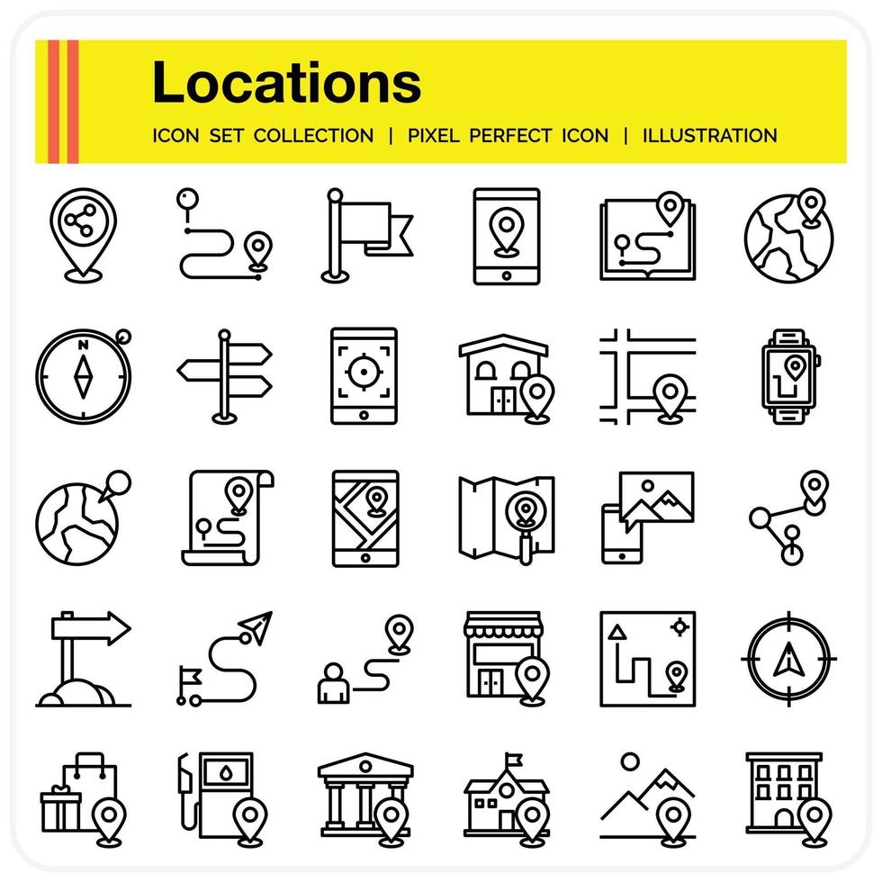 Location Outline icon set vector