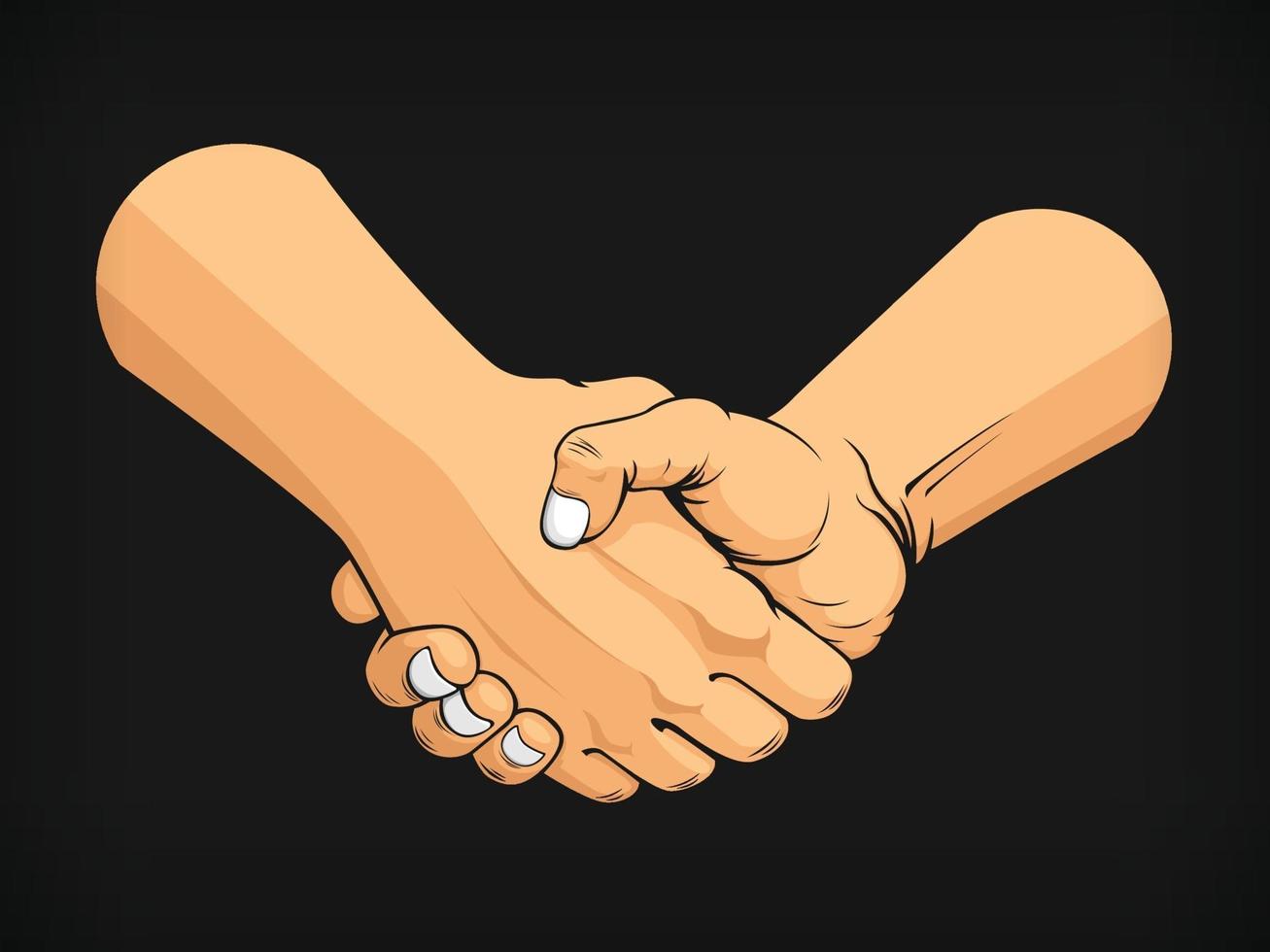 Hand Shake Business Agreement Deal Team Work Cartoon Vector Drawing