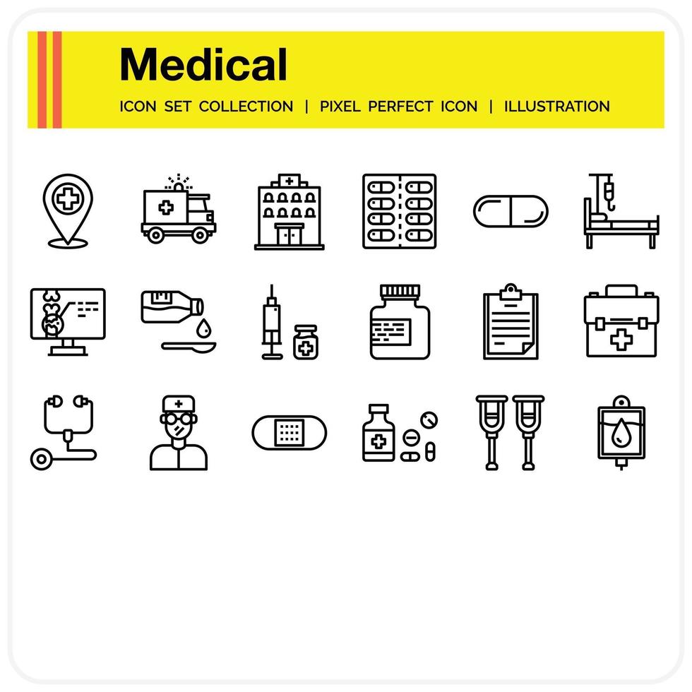 Medical Outline icon set vector