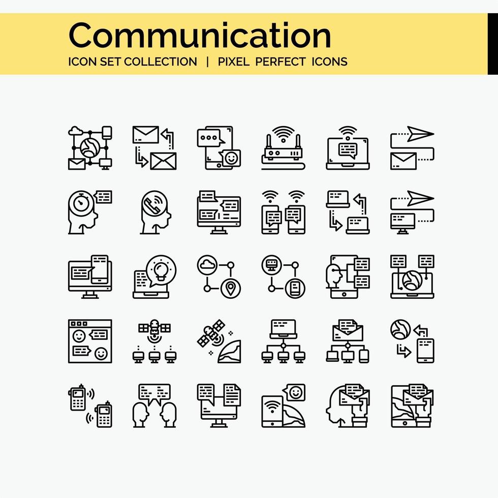 conjunto de iconos de esquema de comunicación vector