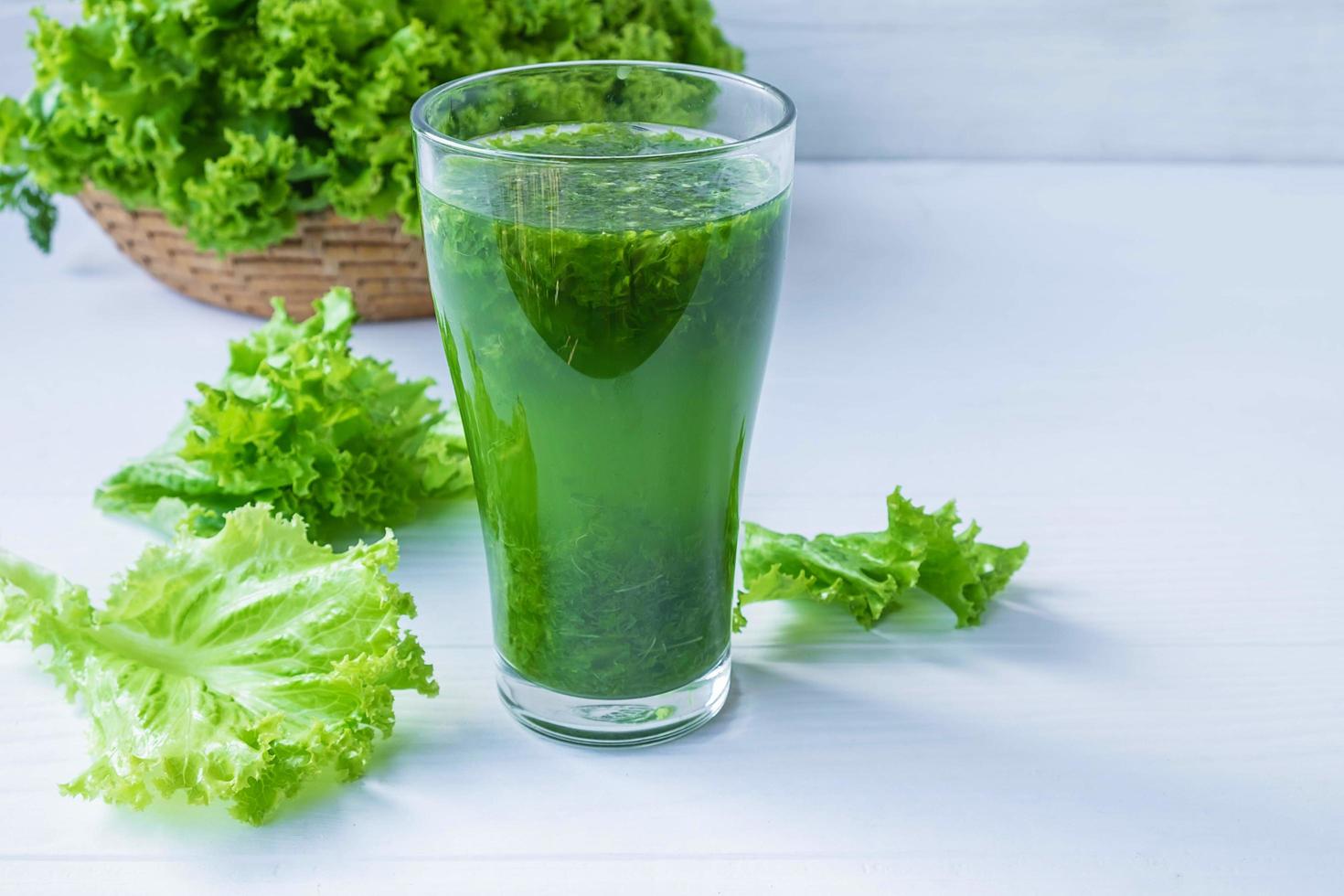 Fresh green vegetable juice photo