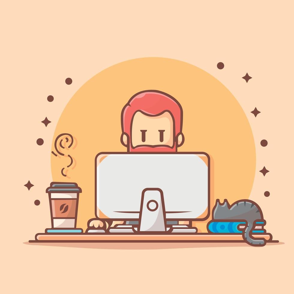 Online work. Remote work. Business illustration vector