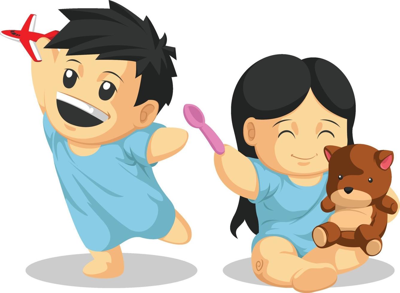 Recovered Kid Pediatric Patient Playing Cartoon Illustration Drawing vector