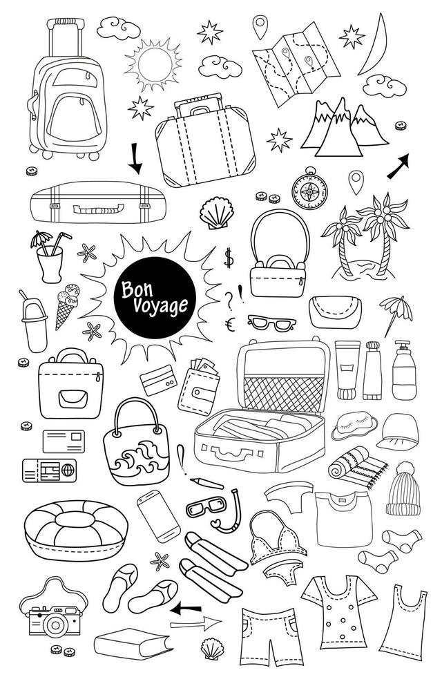 Bon voyage. Collection of travel icons vector