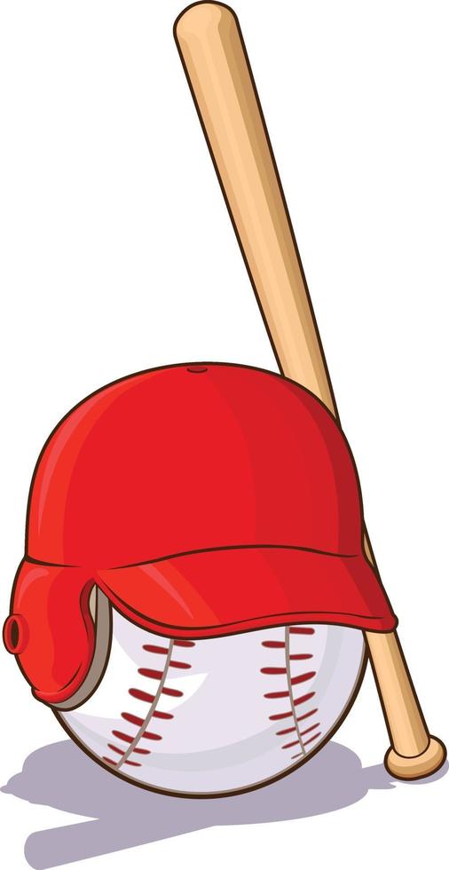 Baseball Softball Equipment Helmet Bat Cartoon Vector Drawing