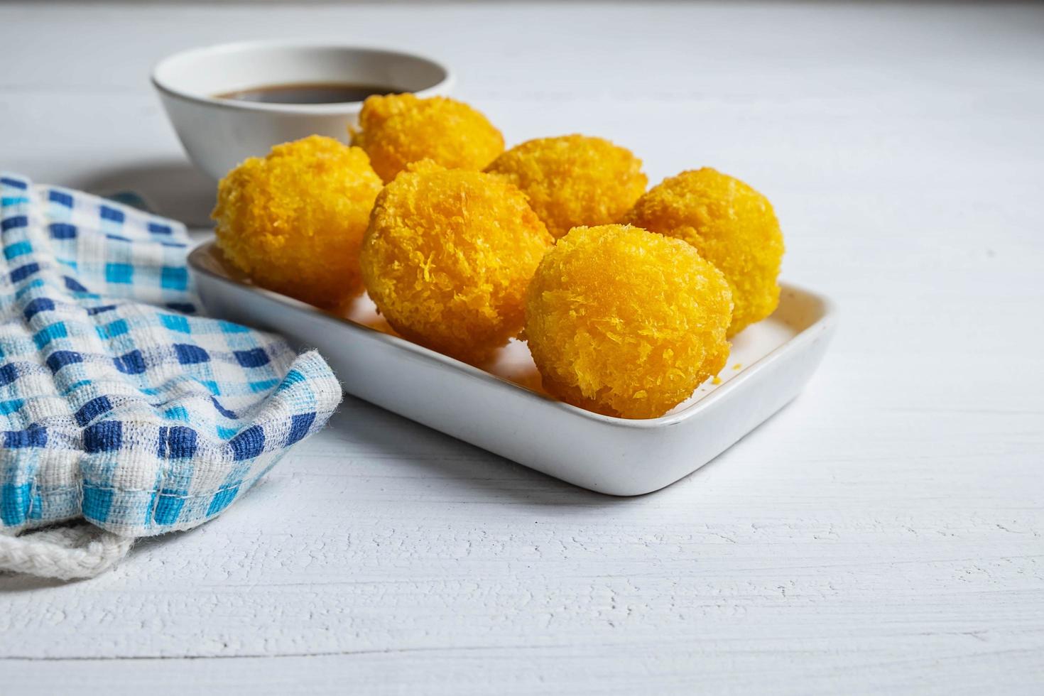 Dish of fried mozzarella photo