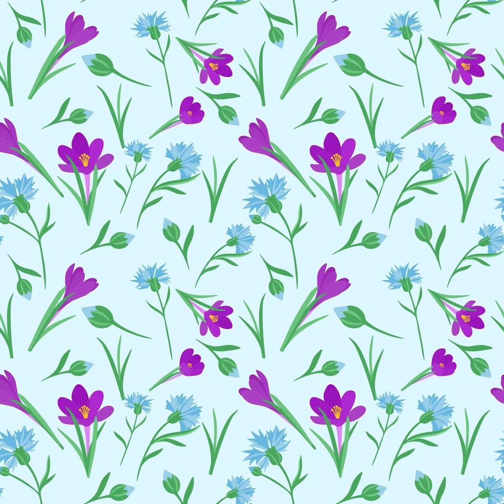 Seamless pattern with different colors. Seamless repeating pattern with spring flowers. Vector. vector
