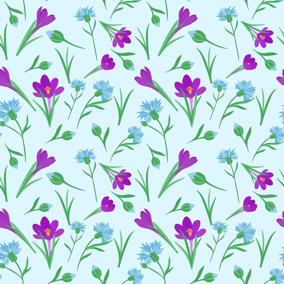 Seamless pattern with different colors. Seamless repeating pattern with spring flowers. Vector. vector