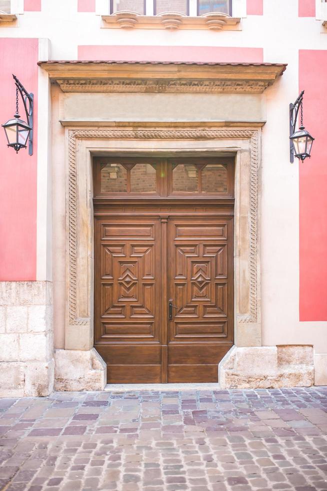 Old vintage wooden and metal door photo