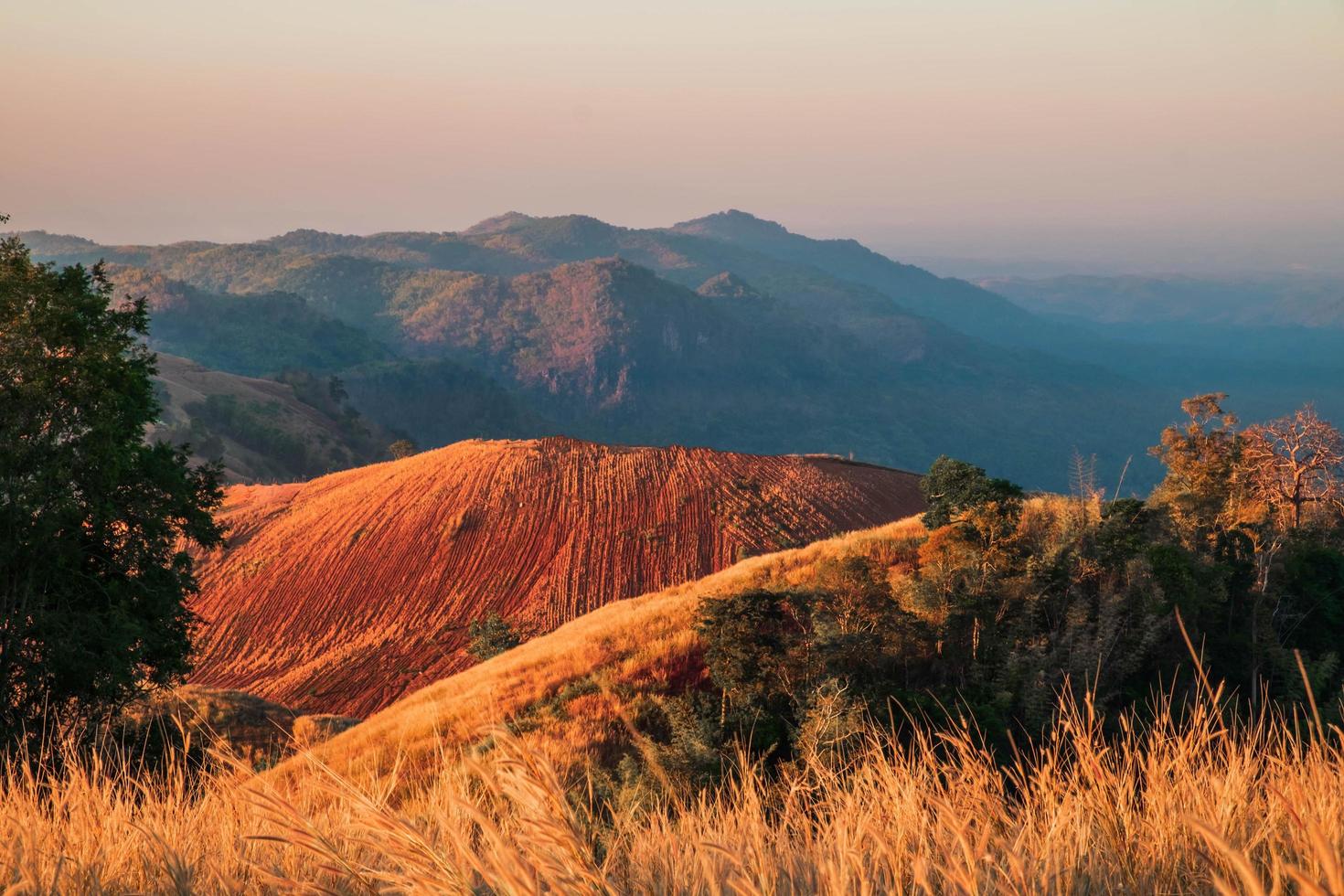 Mountain view at sunset photo