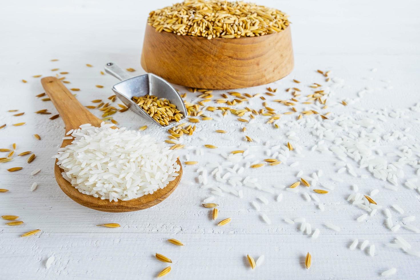 arroz orgánico y blanco foto