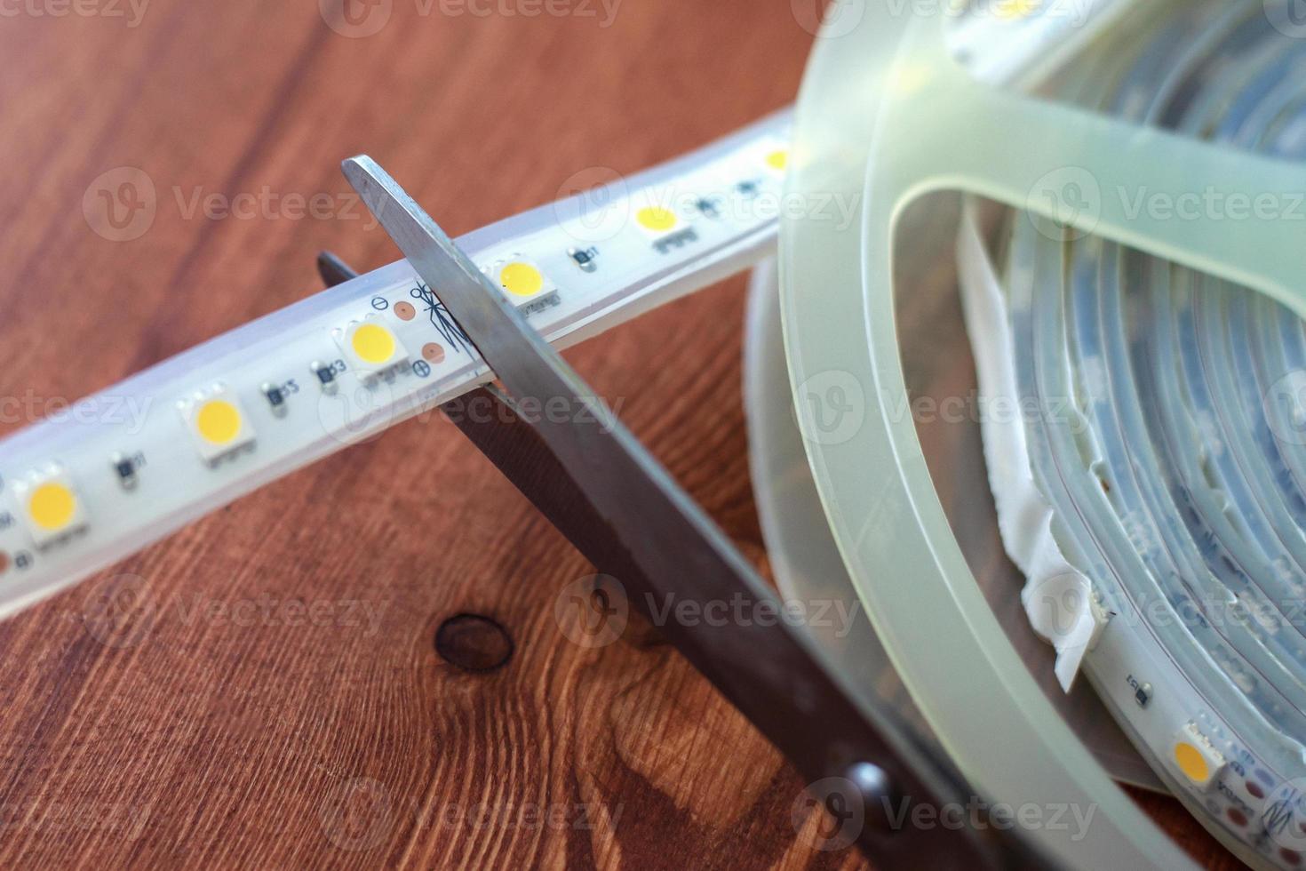 Cutting an LED strip photo