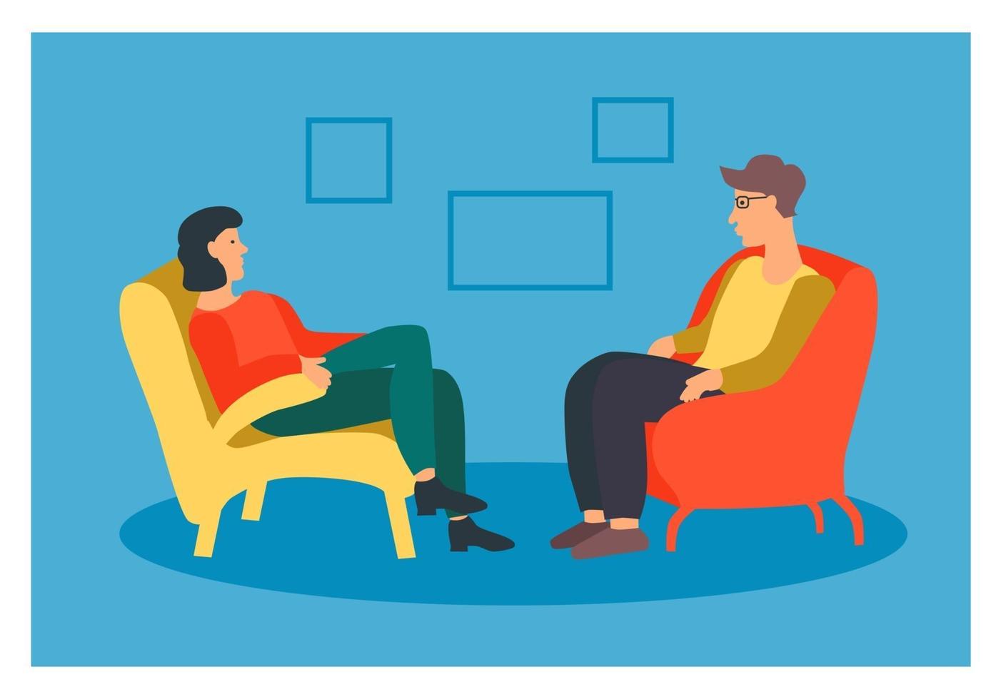 A man and a woman on chairs vector