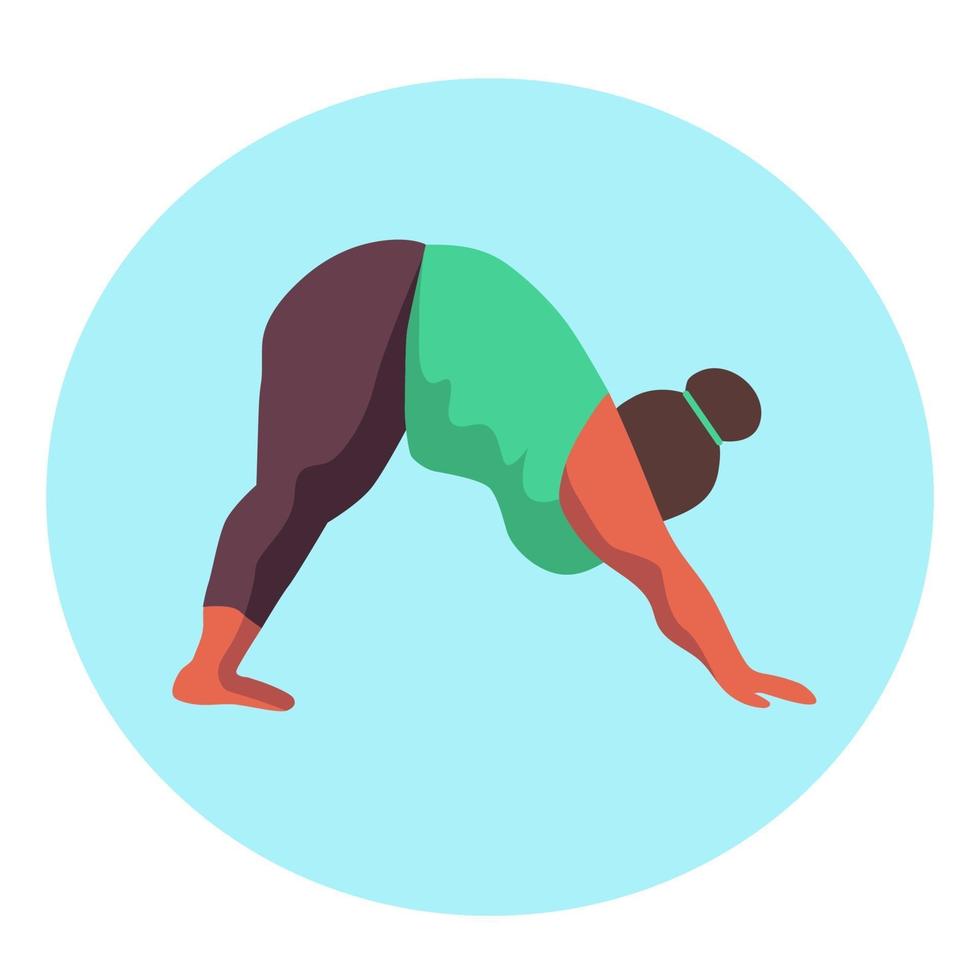 mujer con curvas haciendo yoga vector