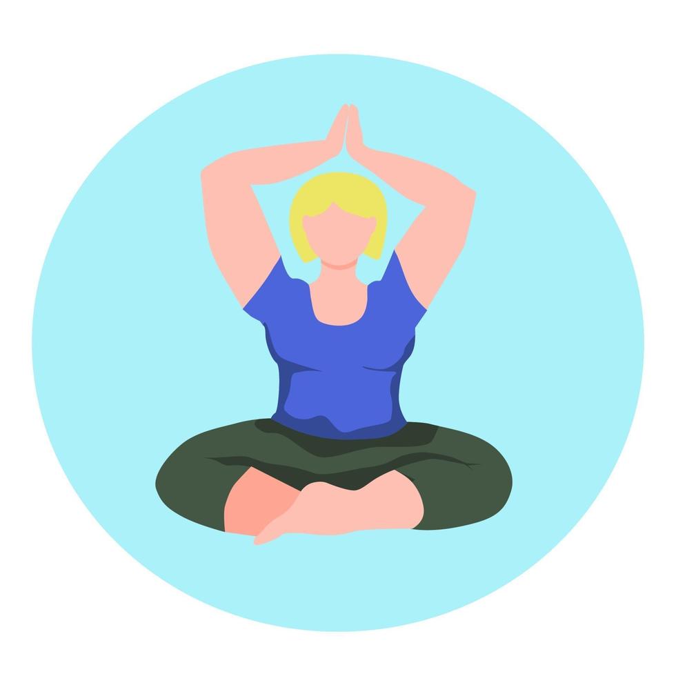 mujer con curvas haciendo yoga vector