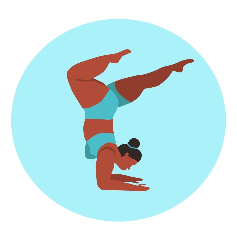 mujer afro con curvas haciendo yoga vector