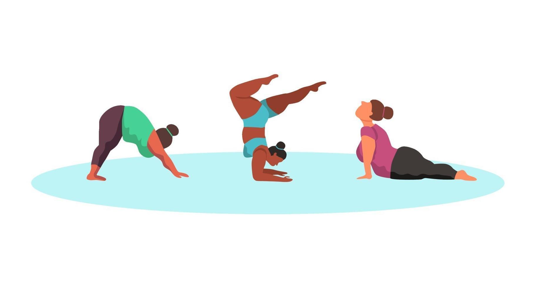 curvy women doing yoga vector