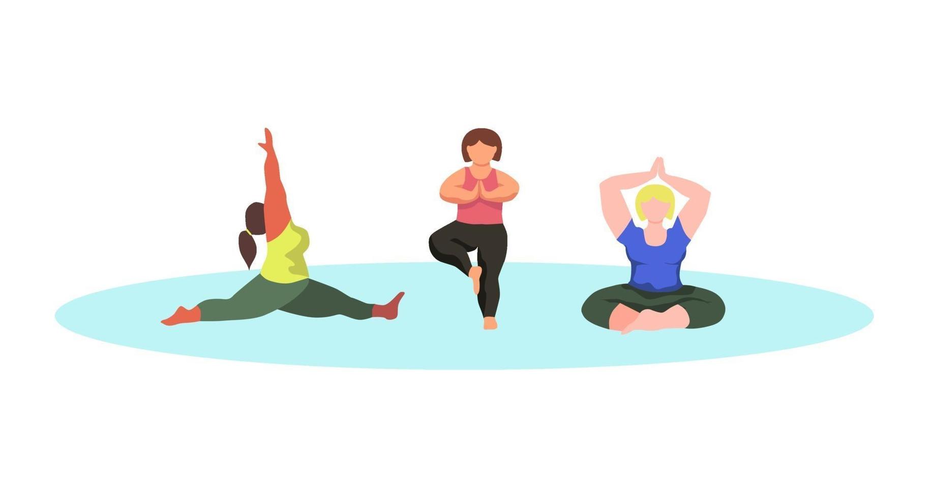 curvy women doing yoga vector