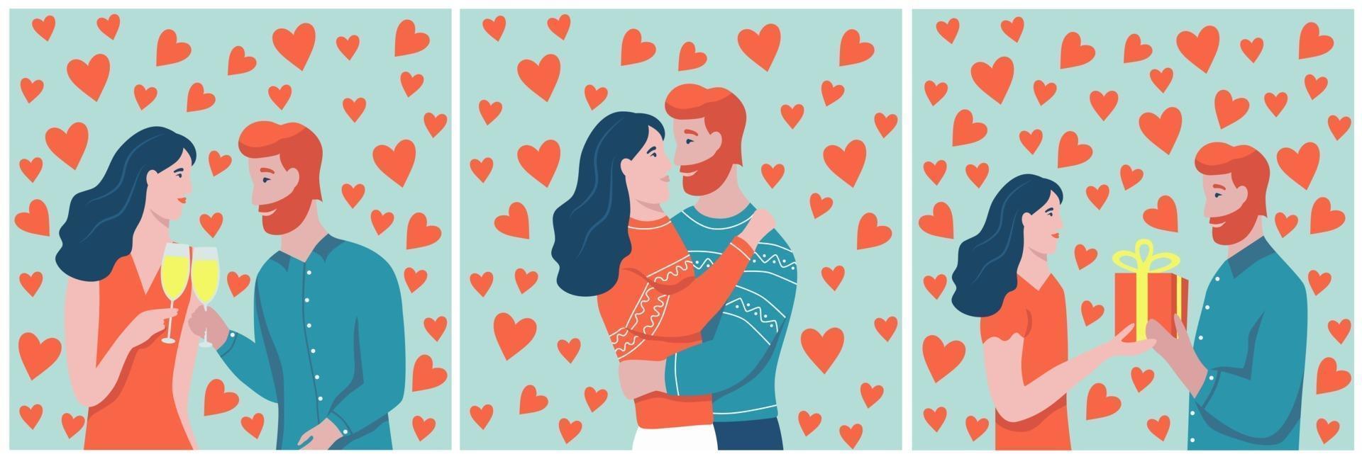 Valentine's day card set vector
