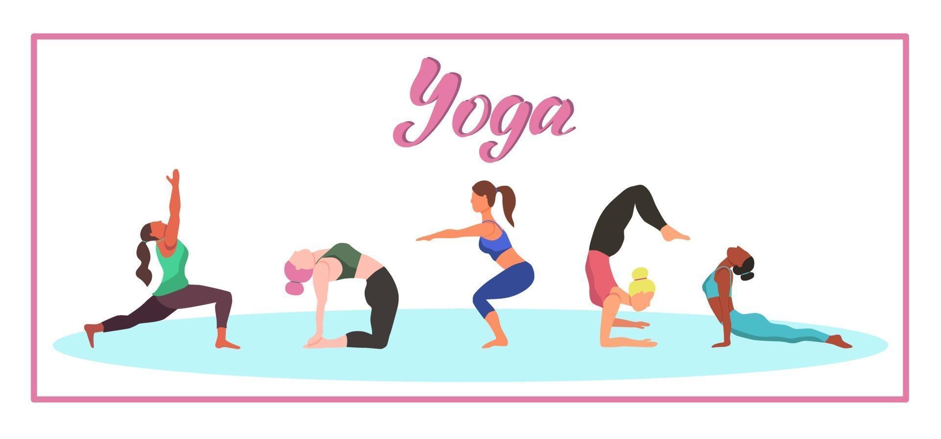 Young women doing yoga vector