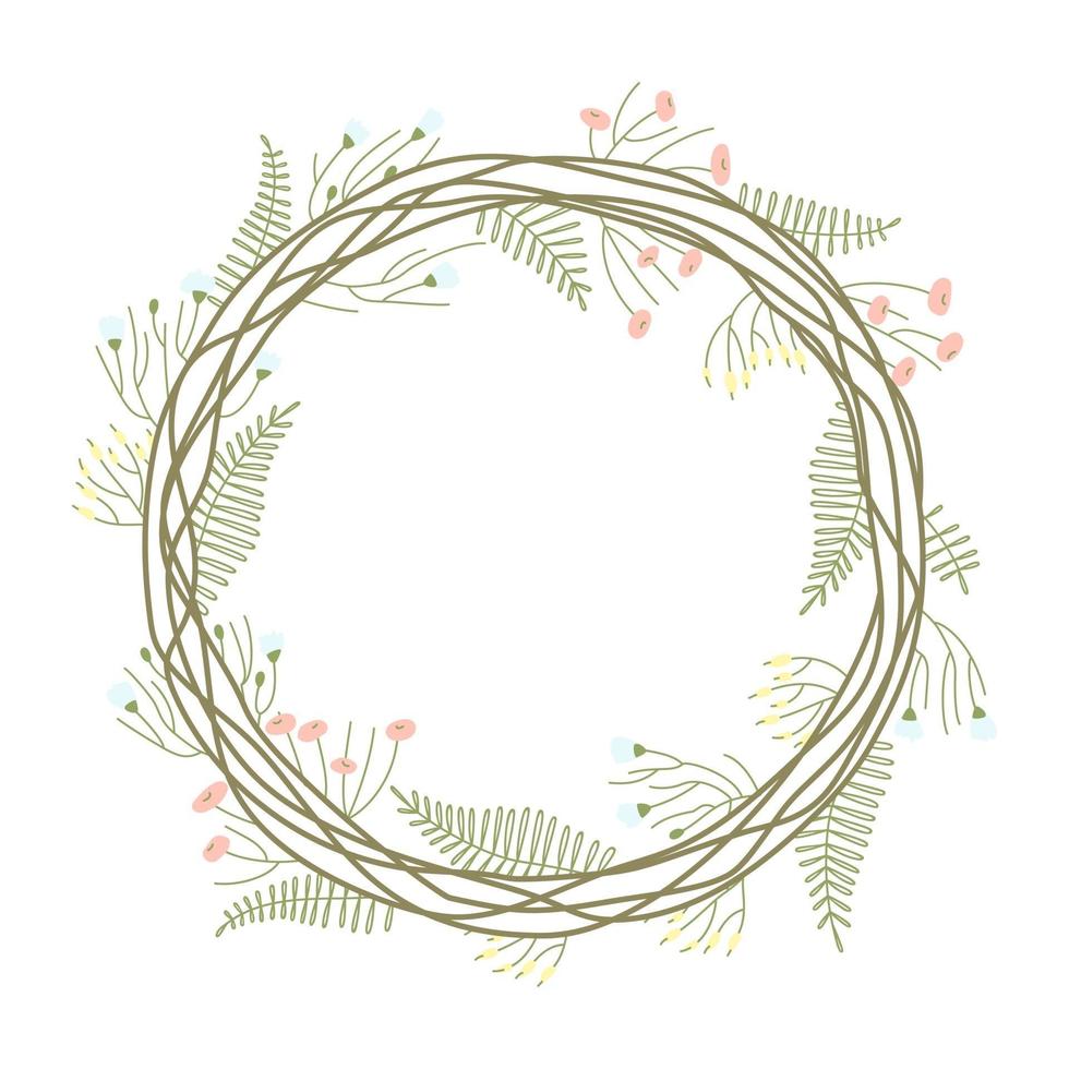 Frame of spring floral wreath on a white background vector