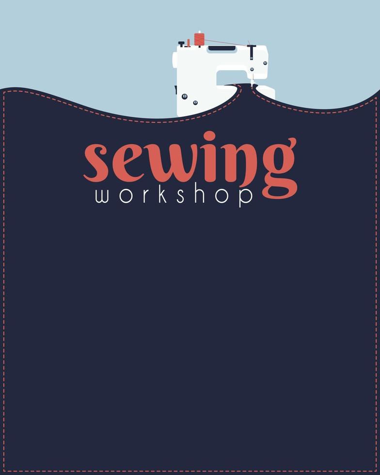 Illustration with place for text of sewing workshop design decoration vector