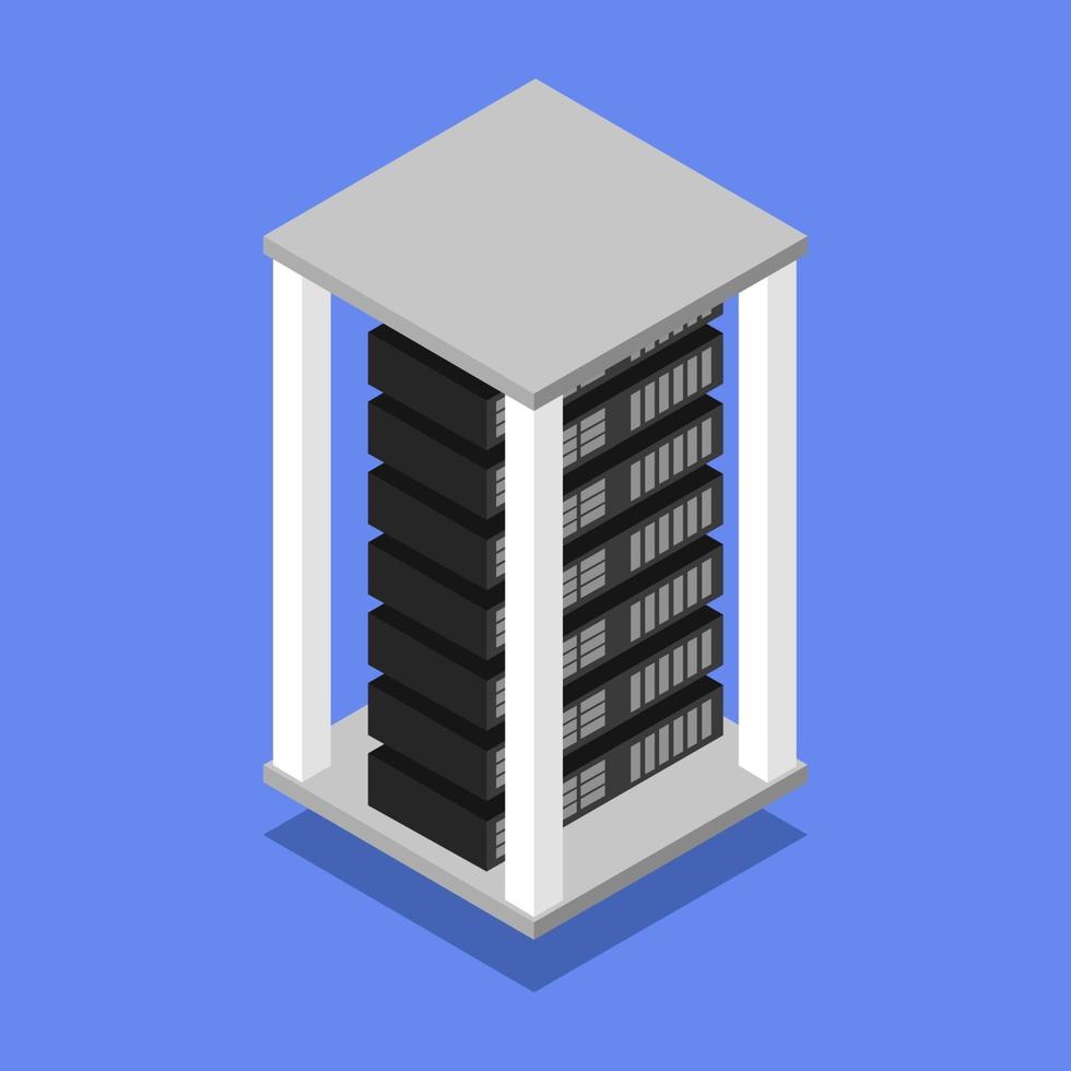 Isometric Server On Blue Background vector