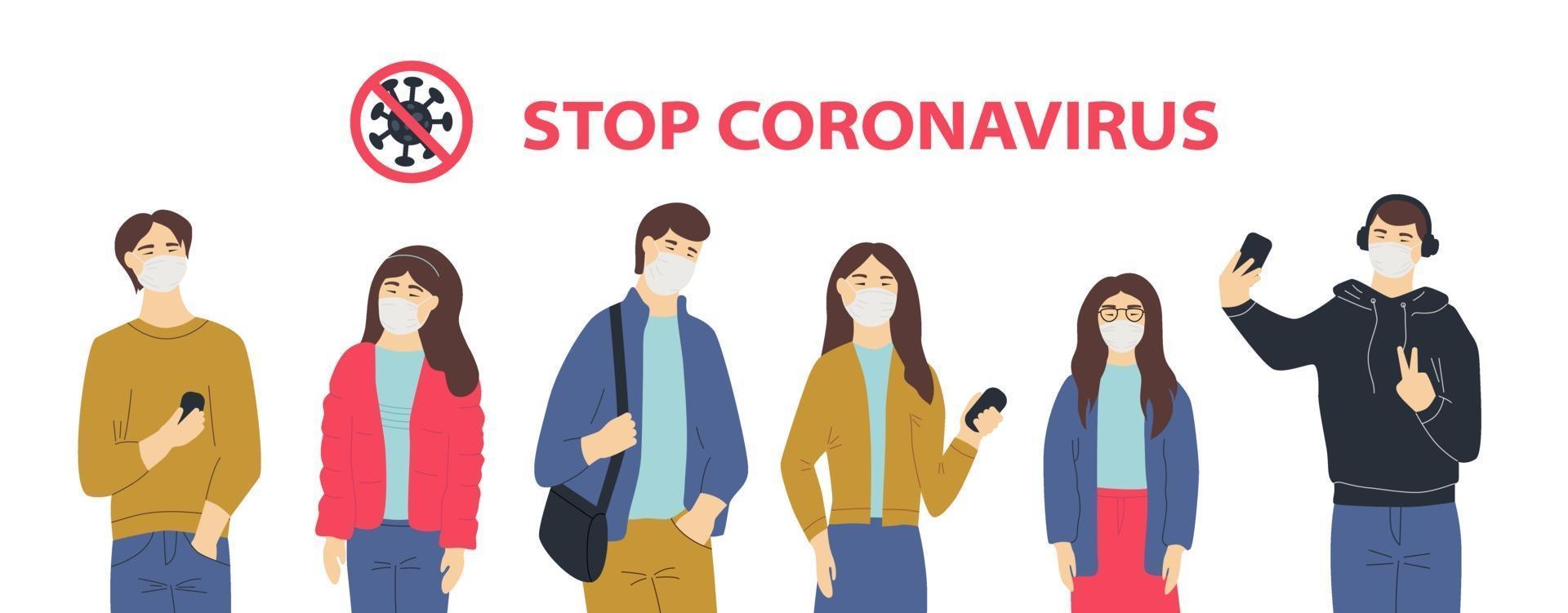 People Wearing medical masks vector