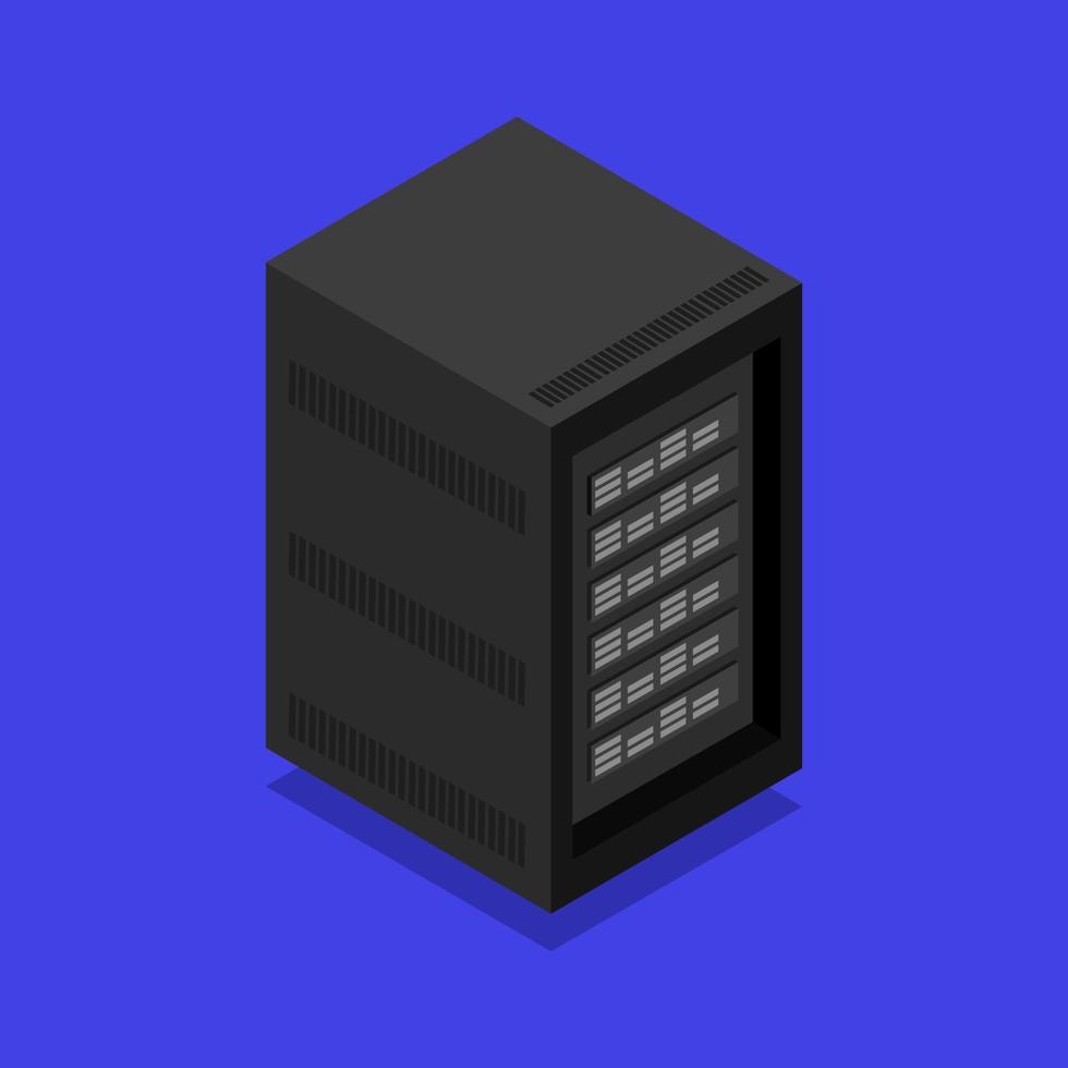 Isometric Server On Blue Background vector