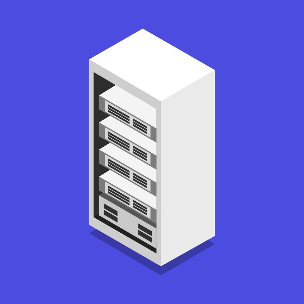 Isometric Server On Blue Background vector