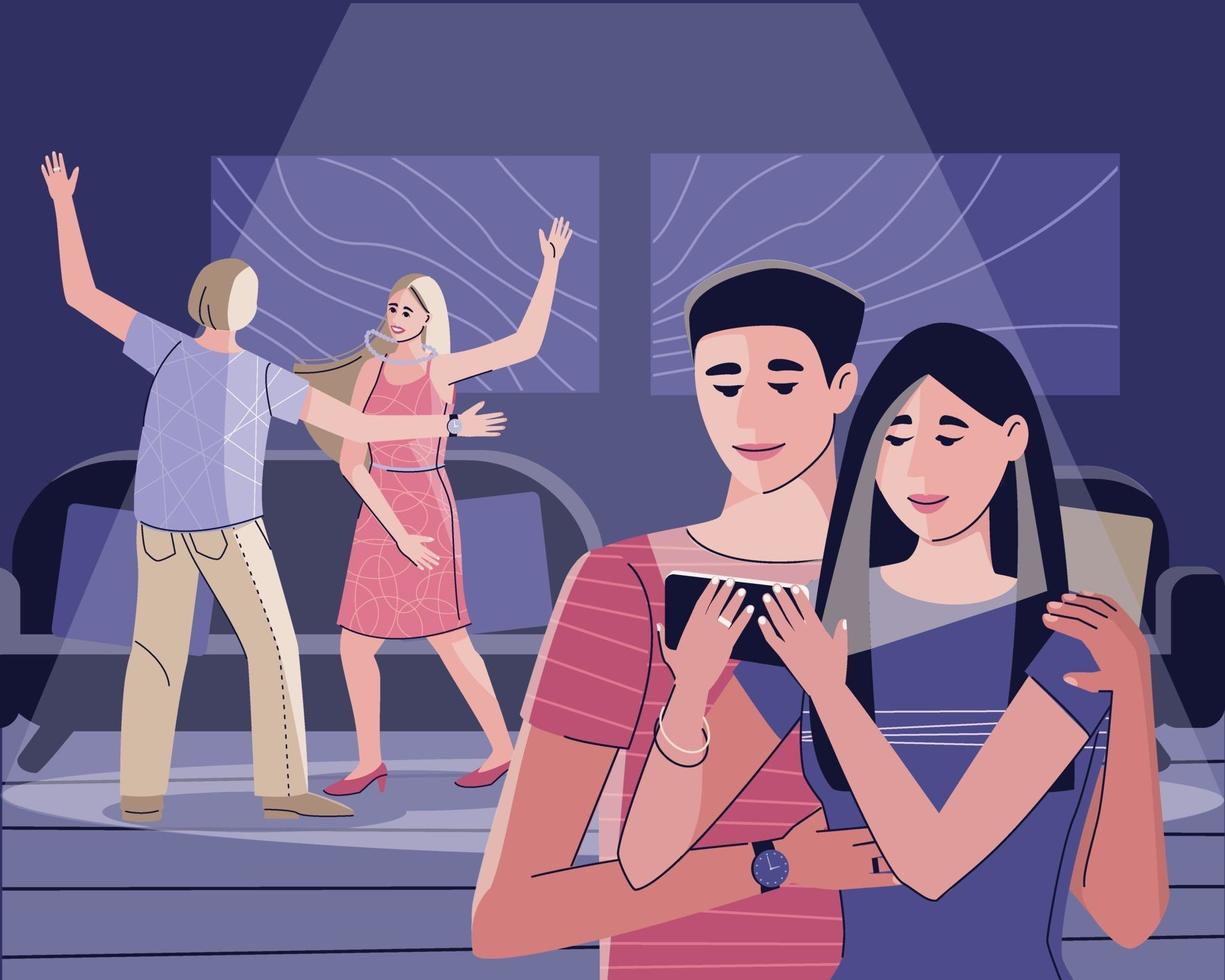 Couple of friends at a party at home or in a club vector