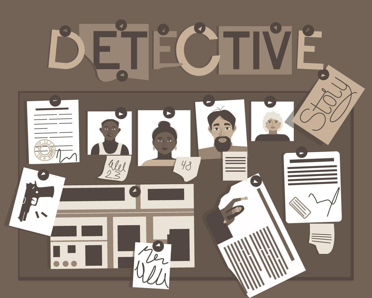 tablero de la historia de detectives vector