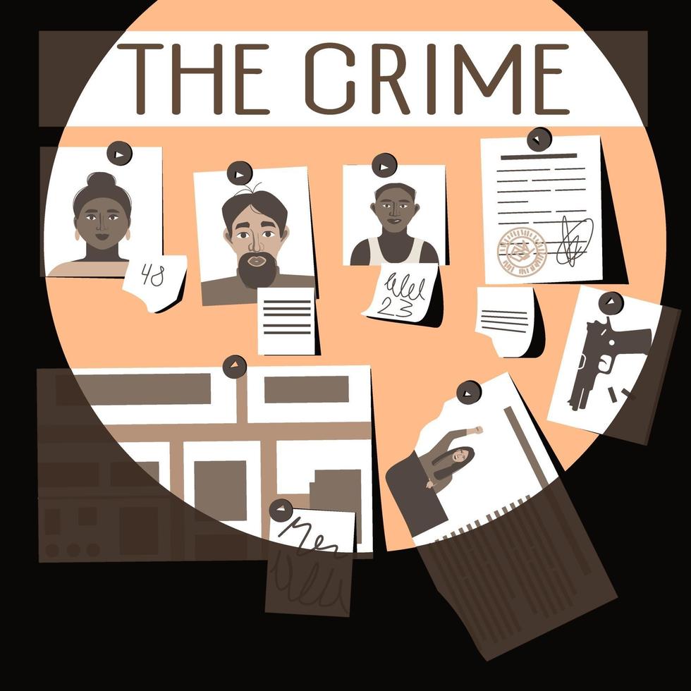 Lantern light illuminates detective board vector