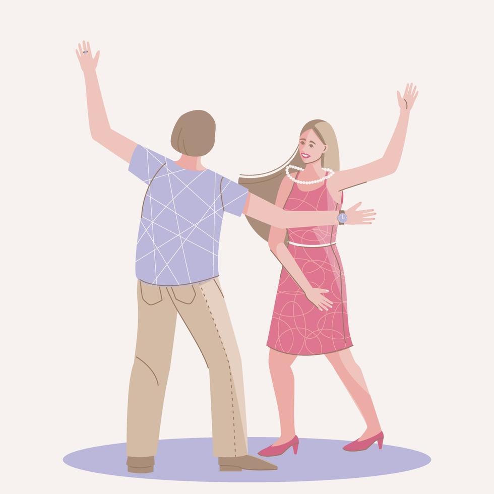 Dancing couple of man and woman vector