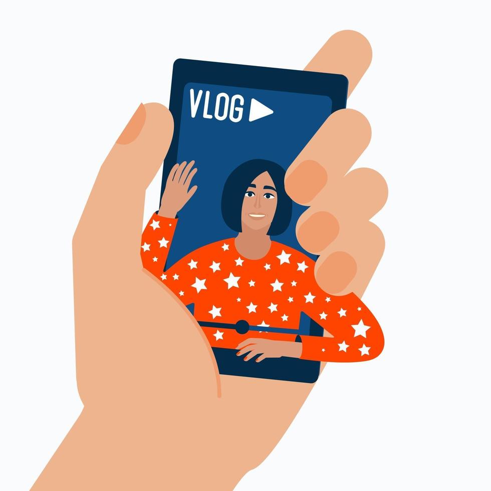 Modern portrait of blogger woman vector