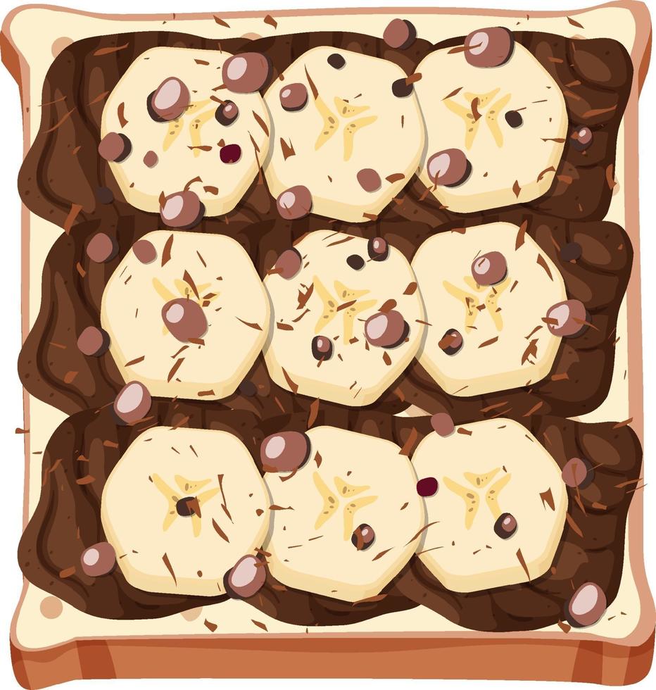 Top view of bread with banana and chocolate topping vector