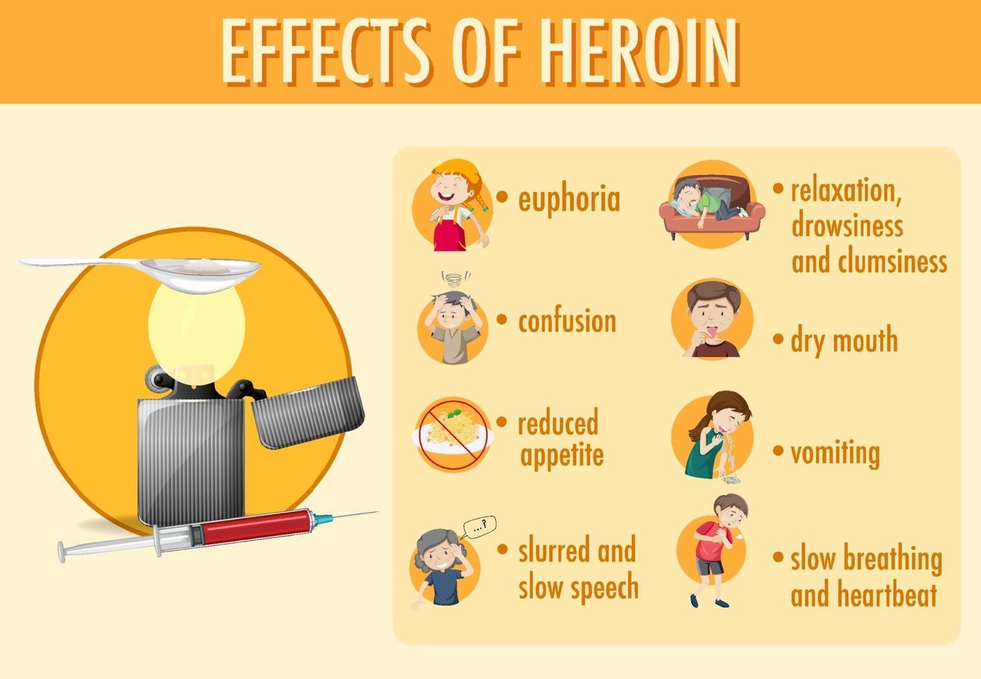 efectos de la heroína infografía de información vector