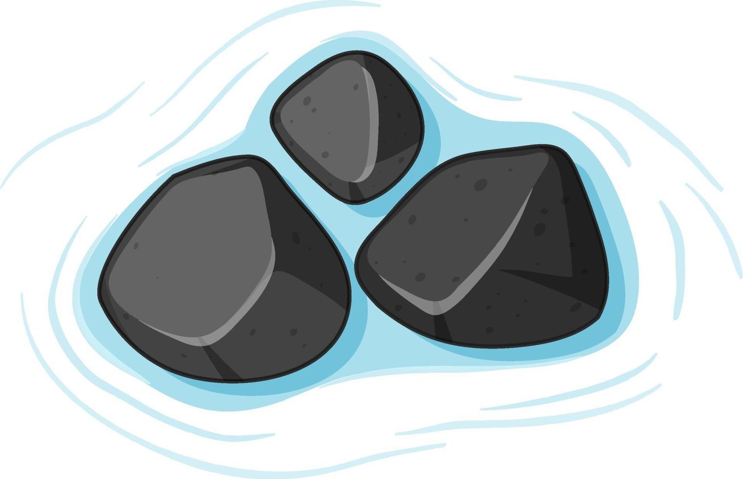 Group of black stones on water on white background vector