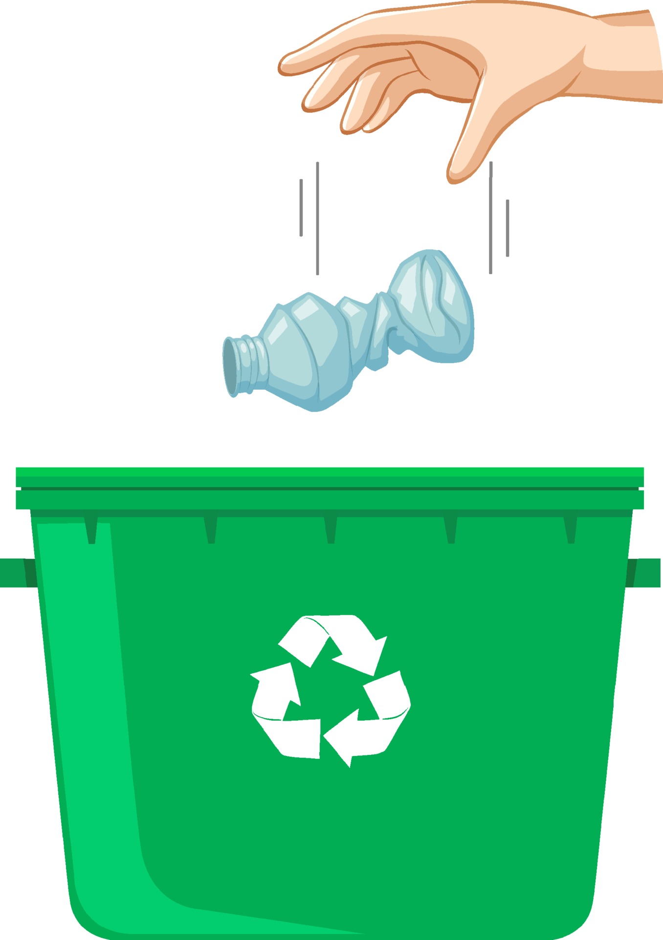 Hand dropping plastic bottle in the recycle bin 2184076 Vector Art at