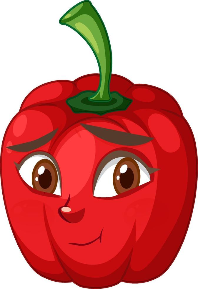 personaje de dibujos animados de pimiento con expresión facial vector