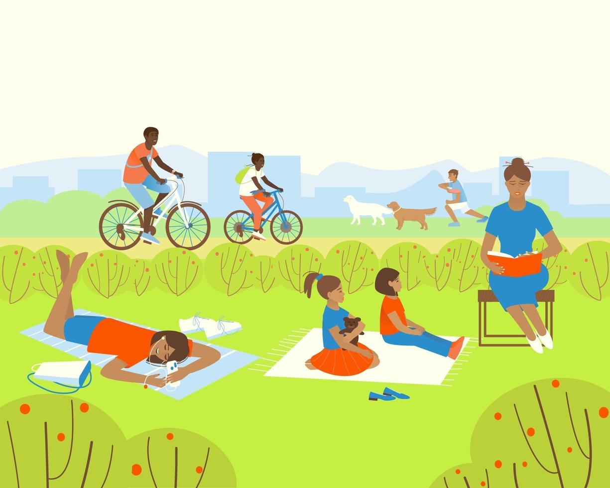 Relax in the summer park vector