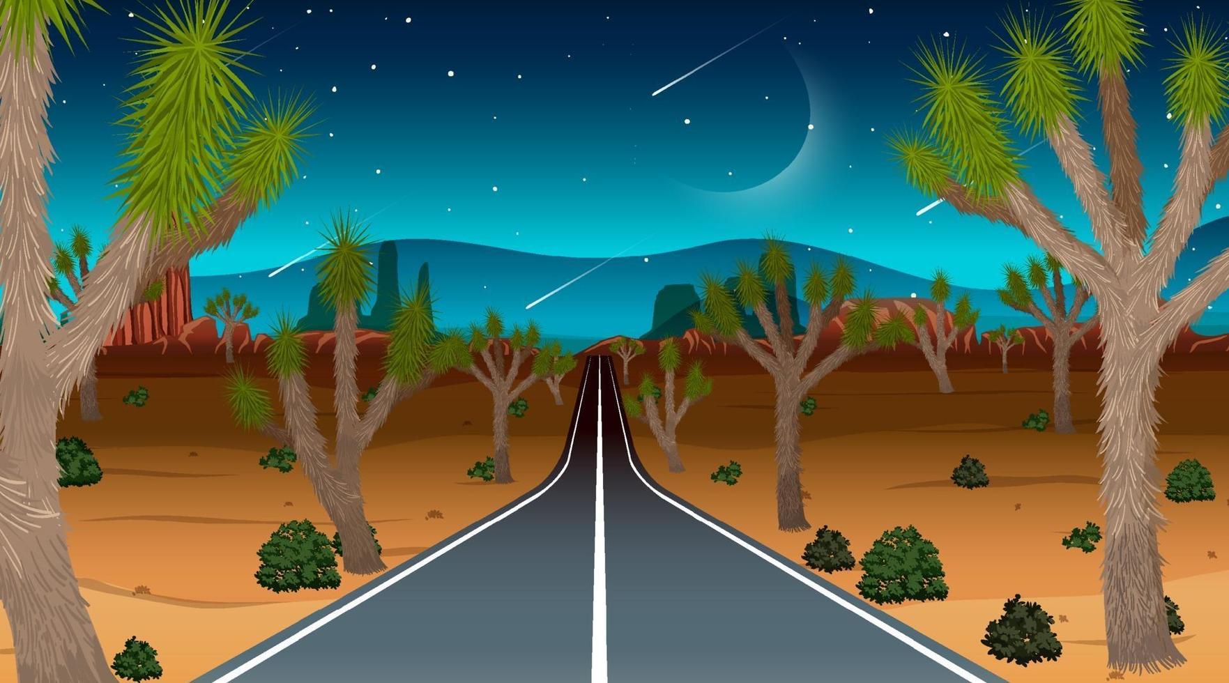 Desert landscape at night time vector