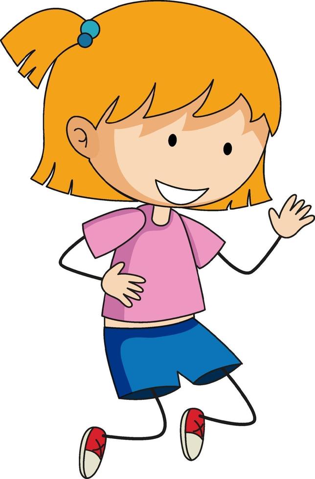 un personaje de dibujos animados de niña en estilo doodle aislado vector