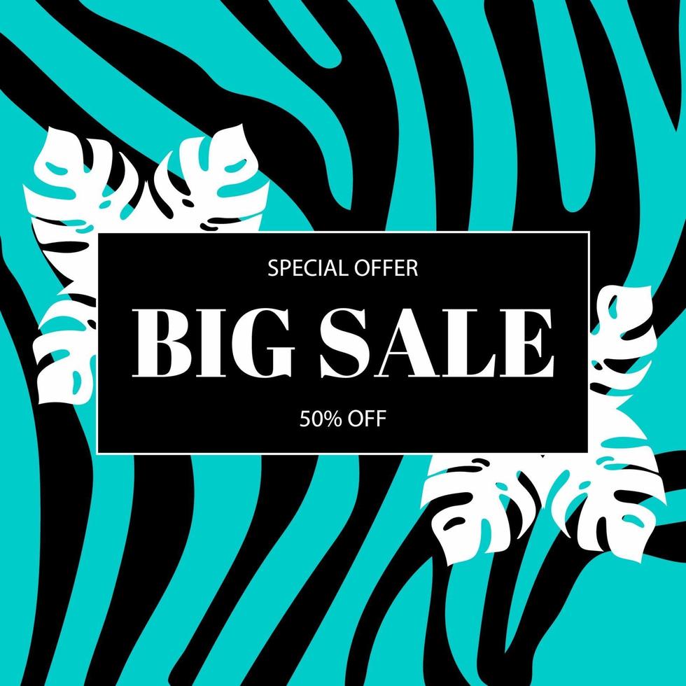 Promotional banner template about big discounts. Summer background with sale vector