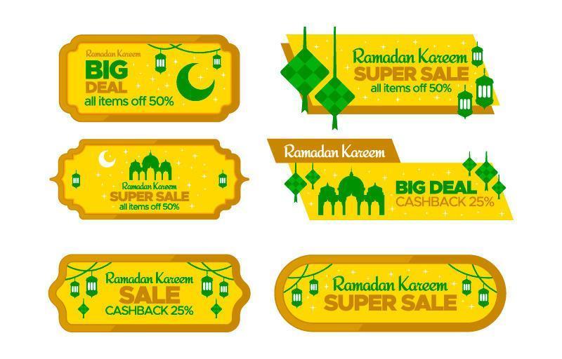 colección de etiquetas de venta de ramadán vector