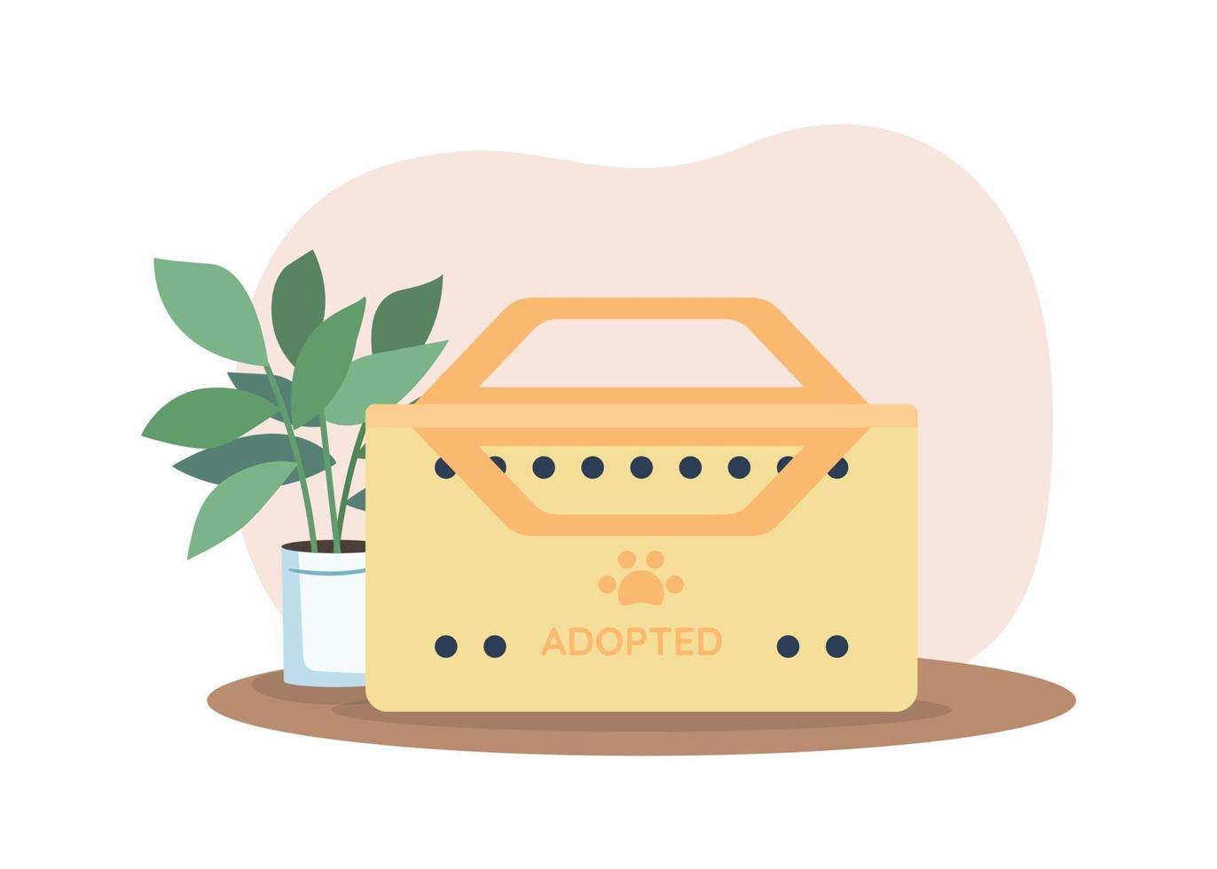 Box for adopted animal 2D vector web banner, poster